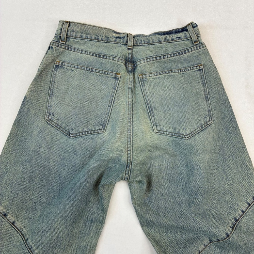 EB Denim Wide Leg Jeans Womens 28 Blue Paneled Drawstring Hem Streetwear Baggy - Picture 8 of 9